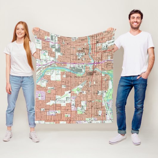  kaart van Lansing Michigan (1965) Fleece Deken (In situ)