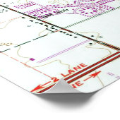  kaart van Lansing Michigan (1965) Poster (Hoek)