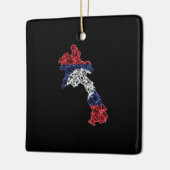 Kaart van Laos, kaart met veelhoekige maaswijdte Keramisch Ornament (Links)