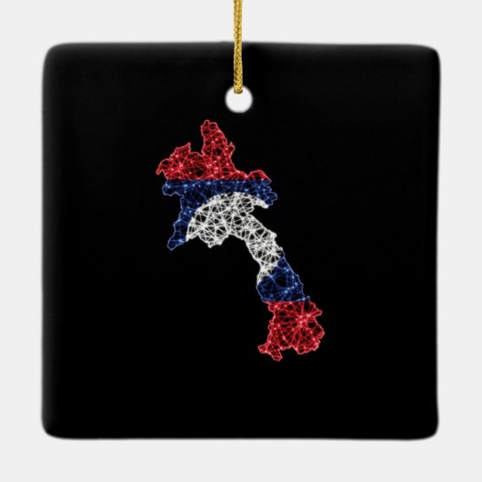 Kaart van Laos, kaart met veelhoekige maaswijdte Keramisch Ornament (Achterkant)