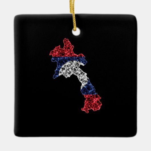 Kaart van Laos, kaart met veelhoekige maaswijdte Keramisch Ornament (Voorkant)