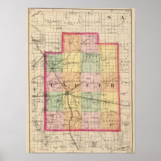 Kaart van Laper County, Michigan Poster (Voorkant)