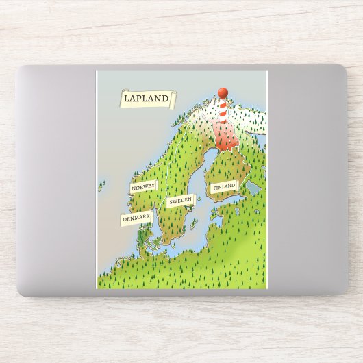 Kaart van Lapland Sticker (Computer)