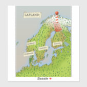 Kaart van Lapland Sticker (Vel)