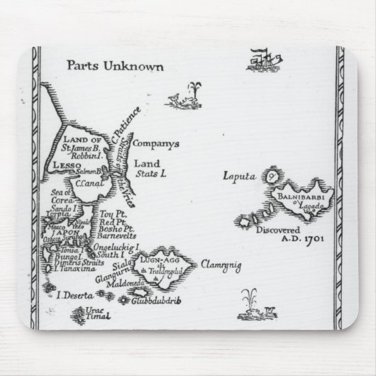 Kaart van Laputa, Balnibari, Luggnagg Muismat (Voorkant)