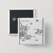 Kaart van Laputa, Balnibari, Luggnagg Vierkante Button 5,1 Cm (Voorkant /achterkant)
