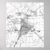  kaart van Las Vegas Nevada (1952) BW Poster (Voorkant)