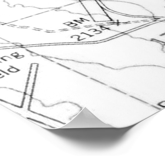  kaart van Las Vegas Nevada (1952) BW Poster (Hoek)