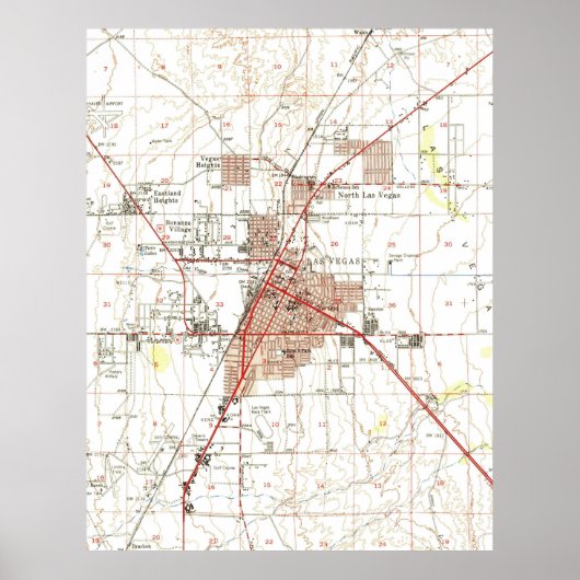  kaart van Las Vegas Nevada (1952) Poster (Voorkant)
