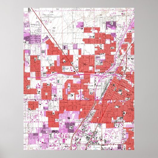  kaart van Las Vegas Nevada (1967) Poster (Voorkant)
