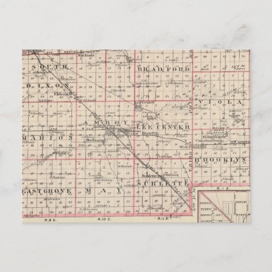 Kaart van Lee County en Amboy (Voorkant)