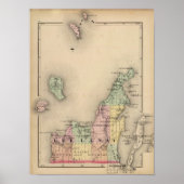 Kaart van Leelanau County, Michigan Poster (Voorkant)