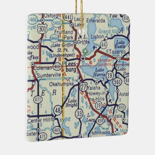  kaart van Leesburg FL Keramisch Ornament (Rechts)