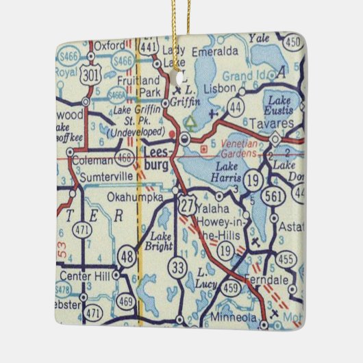  kaart van Leesburg FL Keramisch Ornament (Links)