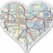 kaart van Leesburg Florida Sticker (Voorkant)