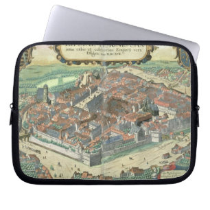 Kaart van Leipzig uit "Civitates Orbis Terrarum" d Laptop Sleeve