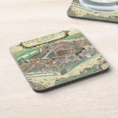 Kaart van Leipzig uit "Civitates Orbis Terrarum" d Onderzetter (Linkerzijde)