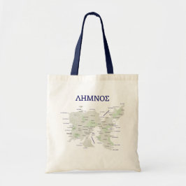 Kaart van Lemnos in het Grieks Tote Bag