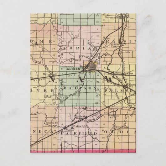 Kaart van Lenawee County, Michigan (Voorkant)