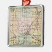 Kaart van Lenawee County, Michigan Metalen Ornament (Links)