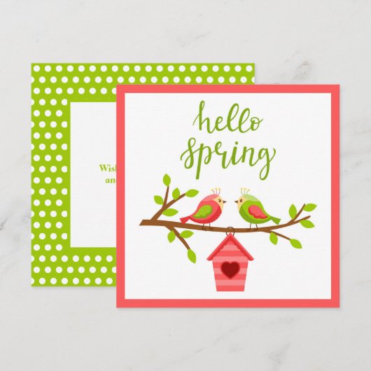 Kaart van lente-vedervogels (Voorkant / Achterkant)