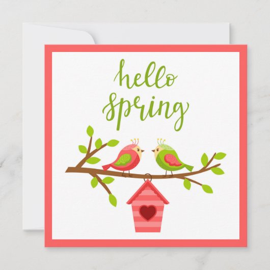 Kaart van lente-vedervogels (Voorkant)