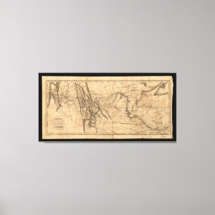 Kaart van Lewis & Clark in Western Amerika 1814 Canvas Afdruk