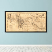 Kaart van Lewis & Clark in Western Amerika 1814 Canvas Afdruk (Insitu (Houten vloer))