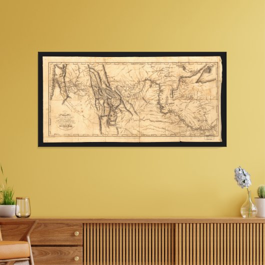 Kaart van Lewis & Clark in Western Amerika 1814 Canvas Afdruk (Insitu (Woonkamer))