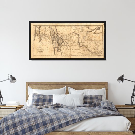 Kaart van Lewis & Clark in Western Amerika 1814 Canvas Afdruk (Insitu (Slaapkamer))