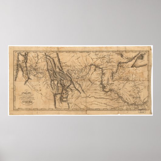 Kaart van Lewis & Clark in Western Amerika 1814 Poster (Voorkant)