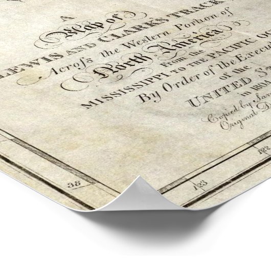 Kaart van Lewis en Clark's Track 2 Poster (Hoek)