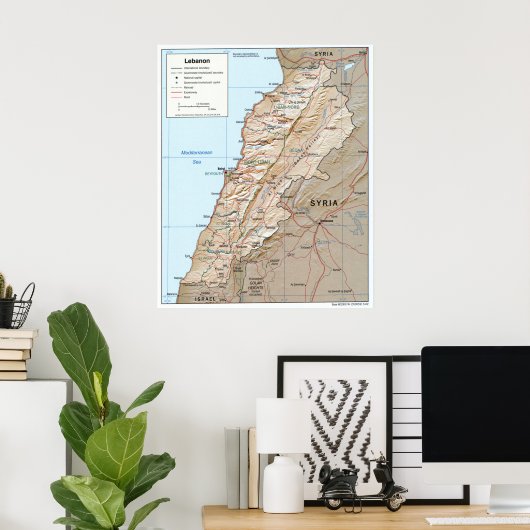 Kaart van Libanon (2002) Poster (Thuiskantoor)