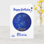 Kaart van Libra Horoscope, Birthday Kaart (Gele Bloem)