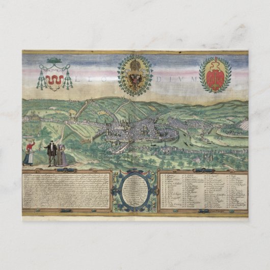 Kaart van Liege, van "Civitates Orbis Terrarum" do (Voorkant)