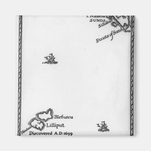 Kaart van Lilliput en Blefuscu Magneet