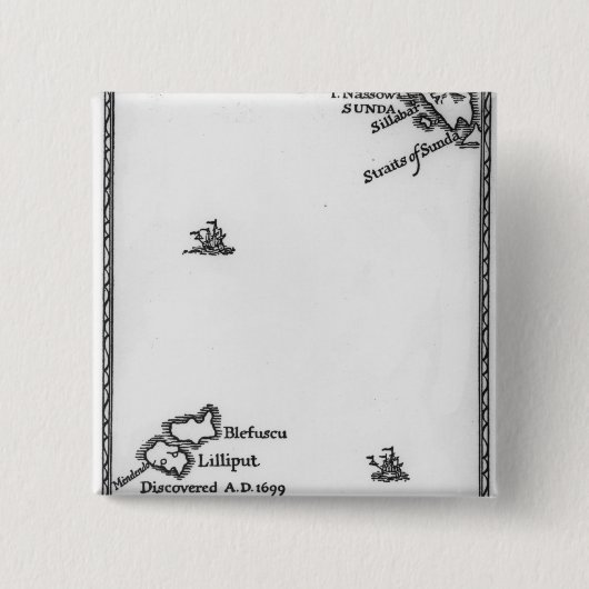 Kaart van Lilliput en Blefuscu Vierkante Button 5,1 Cm (Voorkant)