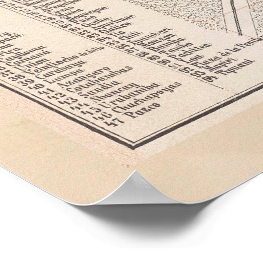 kaart van Lima Peru (1872) Poster (Hoek)