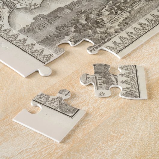  kaart van Lissabon Portugal (1844) Legpuzzel (Zijkant)