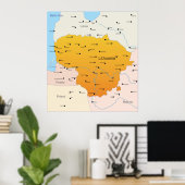 Kaart van Litouwen Poster (Thuiskantoor)