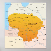 Kaart van Litouwen Poster (Voorkant)