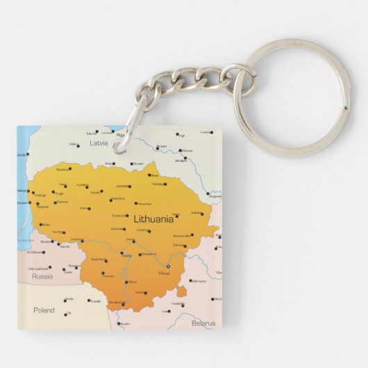 Kaart van Litouwen Sleutelhanger (Achterkant)