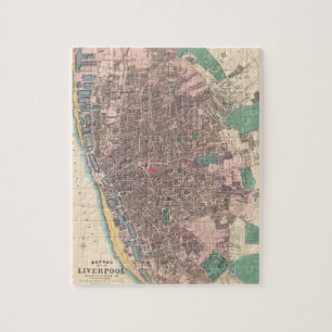 kaart van Liverpool England (1890) Legpuzzel