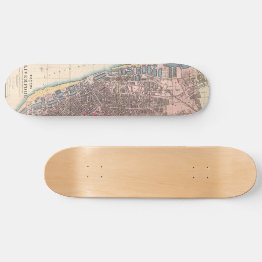  kaart van Liverpool England (1890) Skateboard (Horizontaal)