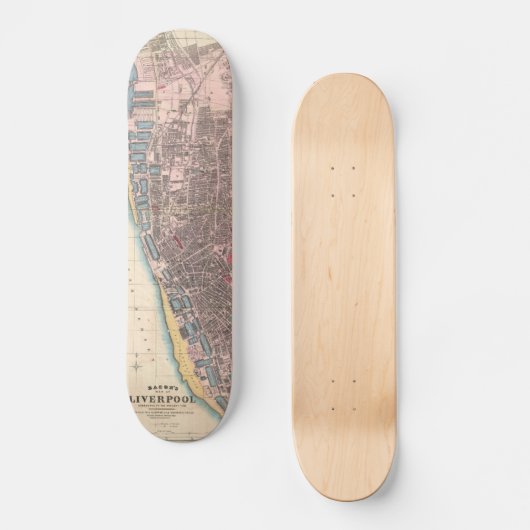  kaart van Liverpool England (1890) Skateboard (Voorkant)