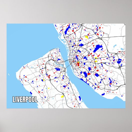 Kaart van Liverpool Poster (Voorkant)