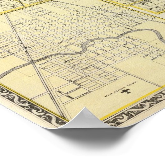 Kaart van Livingston County en Pontiac Poster (Hoek)