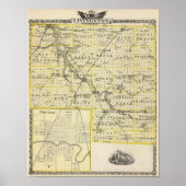 Kaart van Livingston County en Pontiac Poster (Voorkant)