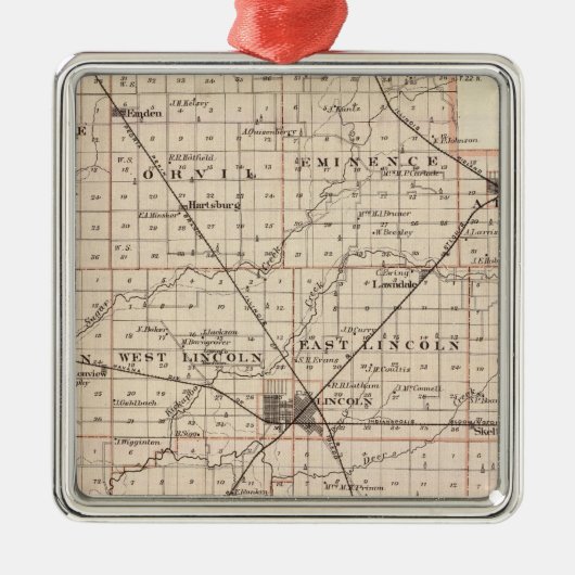 Kaart van Logan County Metalen Ornament (Voorkant)