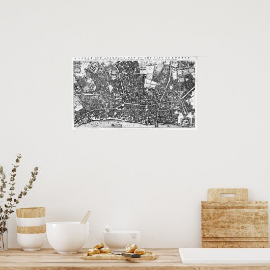  kaart van Londen (1677) Poster (Keuken)